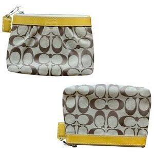 Coach Canvas Wristlet with Yellow Trim